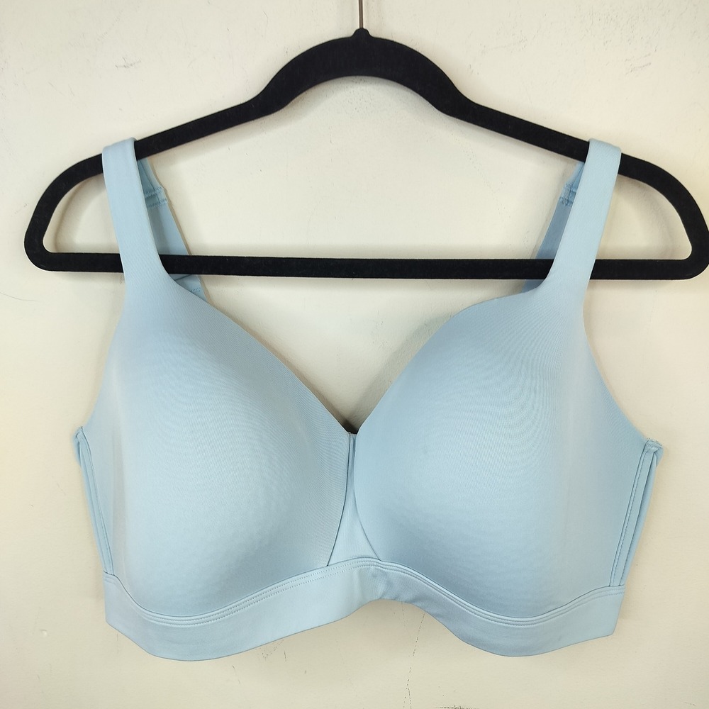 Duluth Trading Co Wireless Bra Womens 40DD Molded Cup Light Blue Comfort